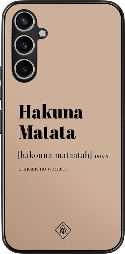 Casimoda® hoesje - Geschikt voor Samsung Galaxy A15 - Hakuna Matata - Zwart TPU Backcover - Tekst - Bruin/beige