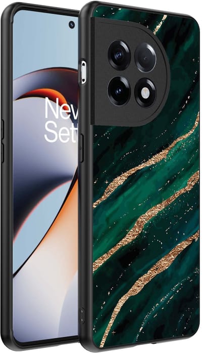 Smartphonica Telefoonhoesje Geschikt voor OnePlus 11R met marmer opdruk - TPU backcover case marble design - Groen Goud geschikt voor OnePlus 11R