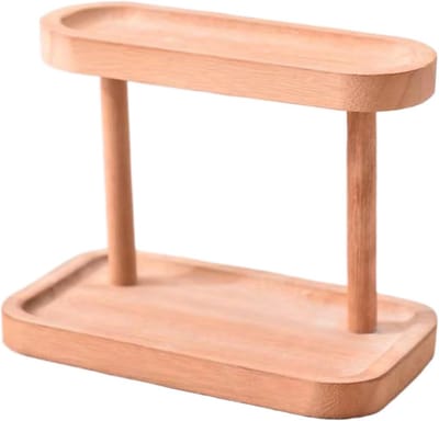 Houten Opbergplank - Sleutelhouder Bureau - Sieraden Organiseren - Dubbele Laag - 17 cm Breed - Natuurlijk Hout