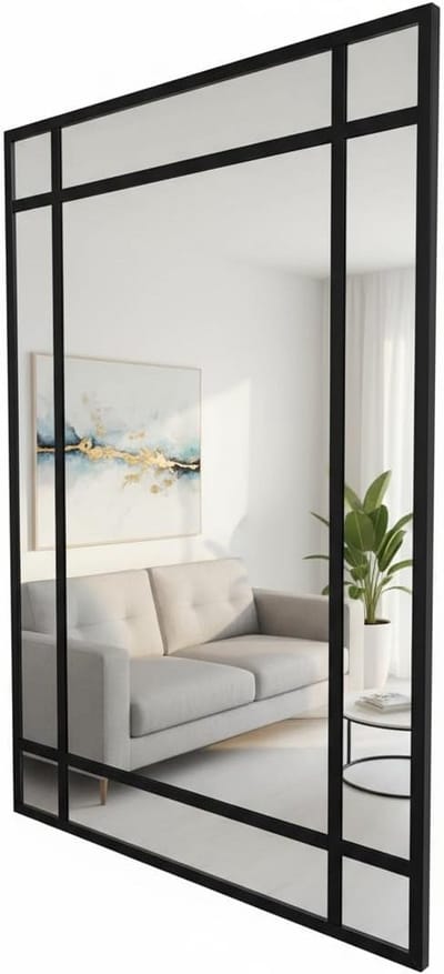 Industriële Wandspiegel Zwart Aluminium 120x80 cm - Deense Stijl