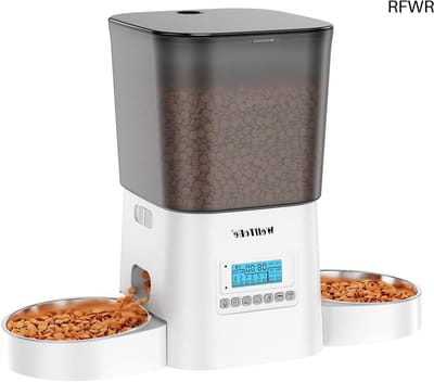 RFWR® Automatische kattenvoerbak voor 2 katten - Voerautomaat met dubbele kommen en 6 maaltijden per dag