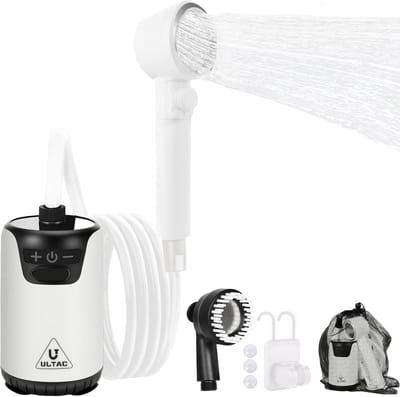 Draagbare Douche voor Kamperen - 10000 mAh Elektrische Douchepomp voor Buiten - Oplaadbare Waterdichte Kampdouche met LED-Display en 2 Opzetstukken