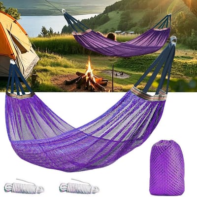 Hangmat - Kampeerhangmat - Draagbare Lichtgewicht Hangmat met Boombanden en Opbergtas - 260x130 cm - Maximaal 150 kg - Paars