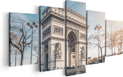 Artaza Canvas Schilderij Vijfluik Arc De Triomphe In Parijs Tijdens De Herfst - 100x50 - Foto Op Canvas - Canvas Print