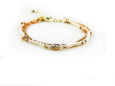 model Giolla armband in zilver roze verguld en pareltjes 3 rijen