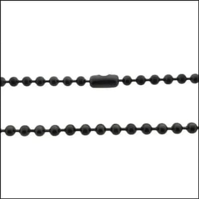 Aramat Jewels | Halskettingen | Zwarte Bolletjes Halsketting RVS – Stoere Stalen Tagketting Unisex | 2.4mm / 70cm |70cm | | Staal | Volwassenen | Verkleurd niet
