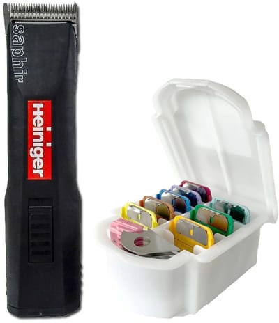 Heiniger® Saphir Basic - Hondentondeuse met Scheerkop Opzetkammen Set - 2650 Toeren Per/Min Trimmer - Hondentrimmer voor Krul & Dikke Vacht - Professioneel Honden Scheerapparaat - Tondeuse Trimset Hond - Zwart