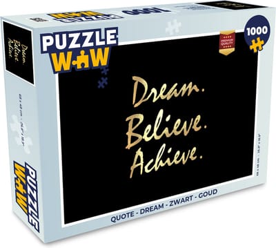 Puzzel Quote - Dream - Zwart - Goud - Legpuzzel - Puzzel 1000 stukjes volwassenen