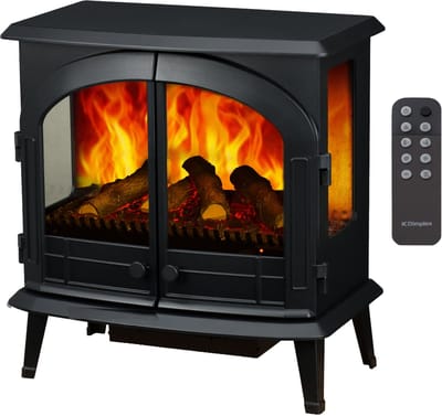 Dimplex Emberly Sfeerhaard Elektrisch - Vrijstaande elektrische haard 2000 watt - 3-zijdig glas - Optiflame LED vlambeeld - ventilatorkachel & thermostaat - Bedienbaar via Bluetooth app of afstandsbediening