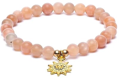 Armband zonnesteen elastisch met zon bedel
