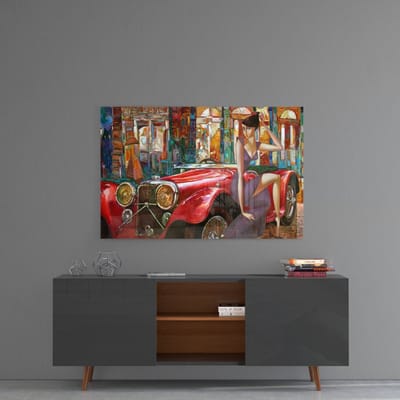 Glasschilderij - Oldtimer - 110x70 cm