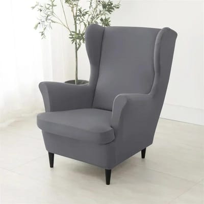 1 pièce Housse de fauteuil à oreilles couleur unie Stretch Style classique Housse de fauteuil élastique Anti-salissure Housse de canapé simple pour salon