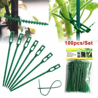 Flexigood® - 100 Stuks verstelbare plastic plant steel stengel binders - Kabelbinders voor plant - verstelbare tyraps voor planten herbruikbaar -