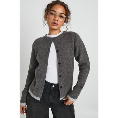 boohoo Dames Gebreide cardigan met dubbele knoopopeningen | Grijs | Maat: Large