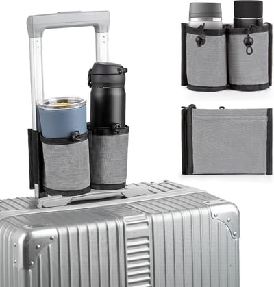 Premium Duo Bekerhouder voor Koffers - Zwart - Beker - Fles - Blikje - Blik - Houder - Reizen - Reis - Reisaccessoires