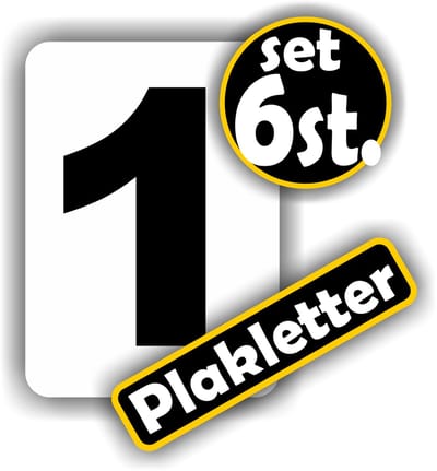 Jerma - Plakcijfers nr. - 1 - Sticker - set 6 st. - 7 x 5 cm - Zelfklevend - Vinyl - Weerbestendig