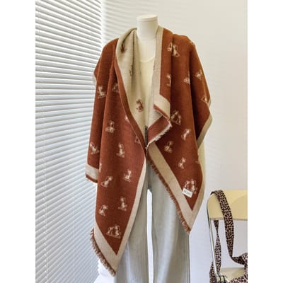 Écharpe d'hiver unisexe en fausse cachemire Mode Chien Design irrégulier Double face Chaleureux Tour de cou Pour femmes et hommes brown