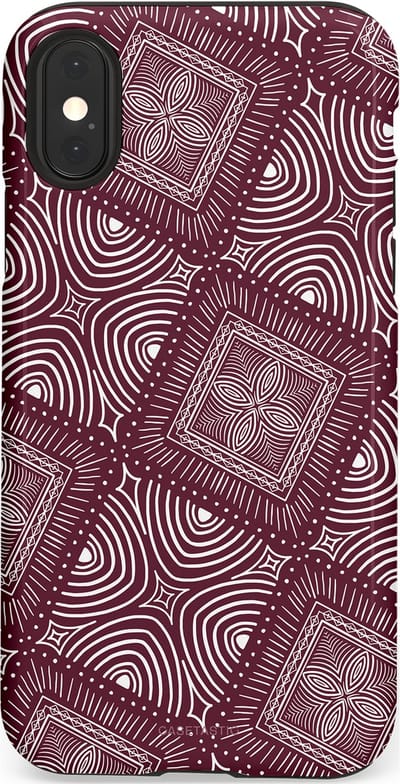 Casetastic Hoesje Geschikt voor Apple iPhone X/Xs - Stijlvolle Beschermende Duo-layer Case - Bohemien Rood Design
