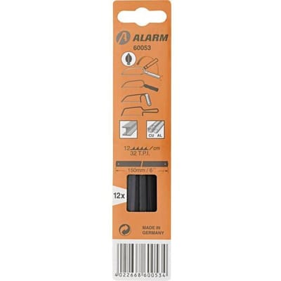 12-delige set zaagbladen voor metaal, fijn 32TPI L. 190mm Alarm Werkzeuge 56060053