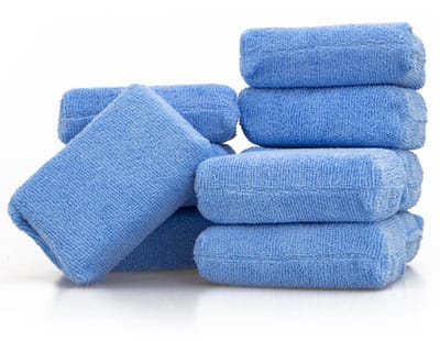 VHV - Poetspads - Microvezel applicator pads - Auto poetsset - Wax pads - Set van 10 - Zacht - Voor waxen en polijsten - Voor auto en motor - 12*8*4cm - Blauw