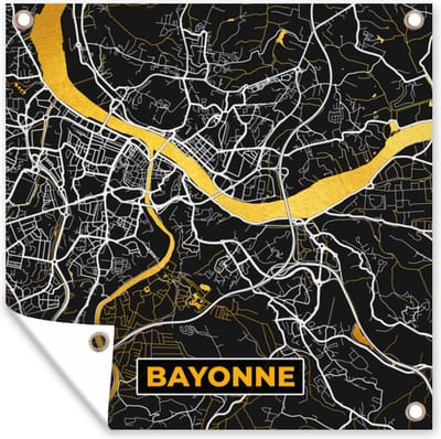 Tuin poster Plattegrond - Bayonne - Stadskaart - Frankrijk - Kaart - 200x200 cm - Tuindoek