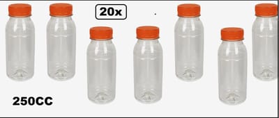 20x Flesje helder met oranje dop 38mm x 14cm - petfles - transparant - draaidop