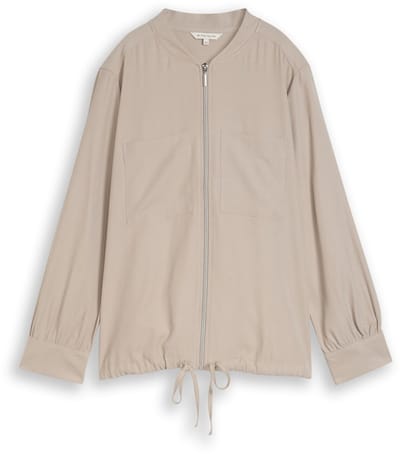 Tom Tailor - Plus Size - Loose Fit bomberjack met borstzakken - Maat 46 - soft taupe grey