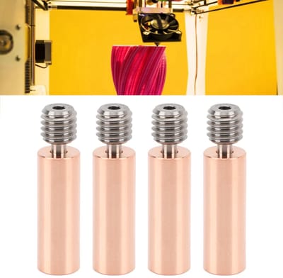Dailygoods- Hittebreker Premium Koper/Metaal - 3D-printer Hittebreker - Bimetaal Keelmondstuk - Hoge Temperatuur Weerstand - Uitstekende Warmteafvoer - Twee Delen - 3D-printer Onderdeel
