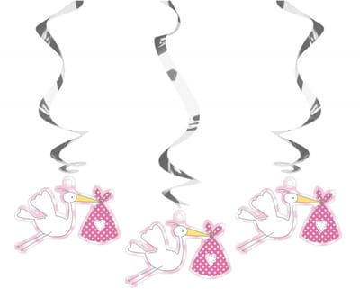 Folat geboorte meisje versieringen - 6x stuks - 60 cm - hangdecoraties - feestartikelen