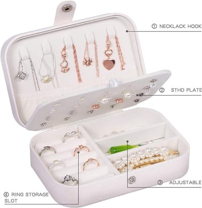 Candala Sieradendoos, PU Lederen Sieradenetui, Reisjuwelen Opbergdoos voor Ringen, Oorbellen, Ketting, Armbanden Organisator Sieraden Opbergdozen