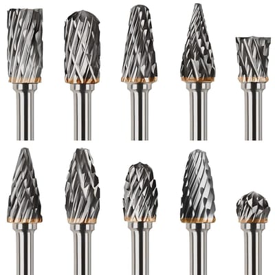 Tungstencarbide Roterende Vijlen Set - 10 Stuks - Dubbele Snede - Beeldhouwen & Boren - Houtbewerking, Metaal Polijsten, Sieraden Maken - 1/8 Inch Steel - Verwerking van staal, aluminium, steen