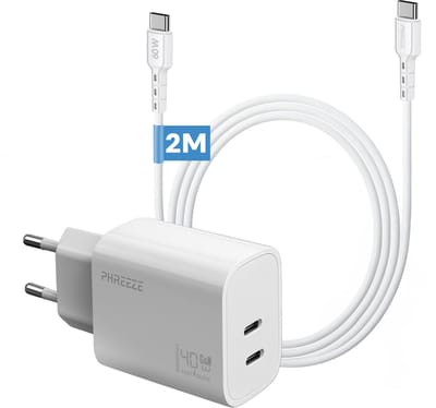 Phreeze usb C oplader 40w met lange kabel - Super fast charger snellader met 2 poorten