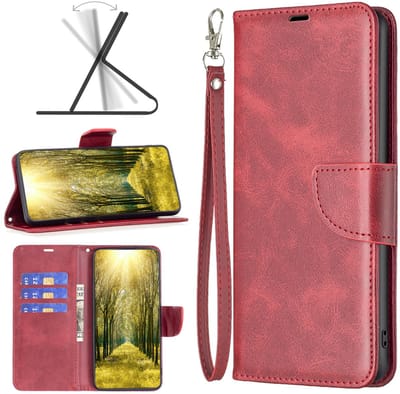 MobyDefend Hoesje - Geschikt voor Samsung Galaxy S25 Edge - Wallet Book Case Met Koord - Rood