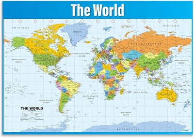 Grote Wereldkaart voor Onderwijs | Educatieve Geografie Poster A1