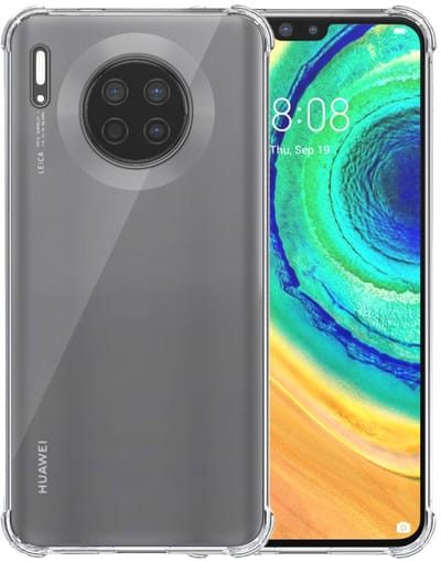 Smartphonica Telefoonhoesje Geschikt voor Huawei Mate 30 Transparant Schokbestendig - Shockproof TPU SIliconen Backcover Case met Stootrand Doorzichtig