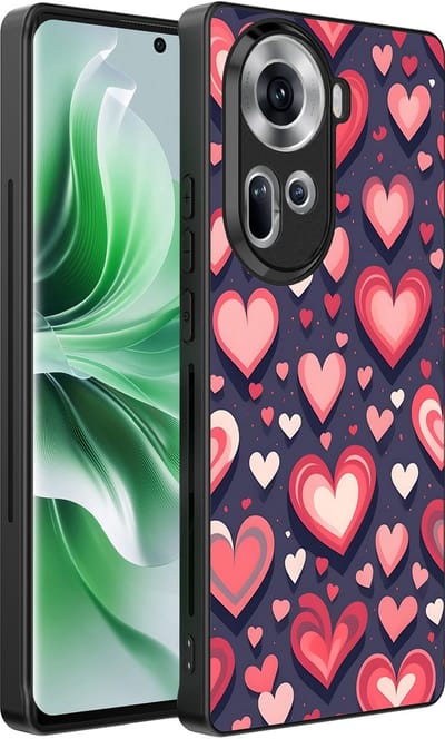Smartphonica Telefoonhoesje Geschikt voor Oppo Reno 11 met Hartjes Opdruk - TPU Backcover Case With Heart Design geschikt voor Oppo Reno 11