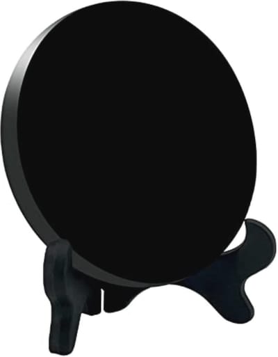 Ronde zwarte obsidiaan spiegel 8cm – Gepolijst en frameloos voor muurbevestiging – Ideaal voor waarzeggerij en energieverbetering