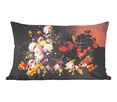 Sierkussens - Kussentjes Woonkamer - 50x30 cm - Stilleven met bloemen en fruit - Kunstwerk - Oude meesters