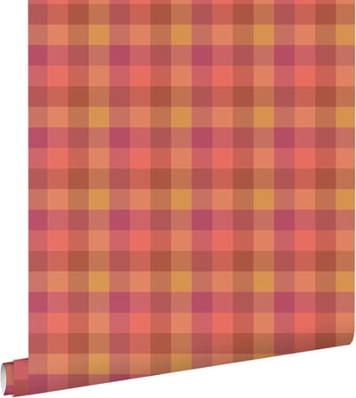 ESTAhome behang ruiten roze, paars en bruin - 50 x 900 cm - 132064
