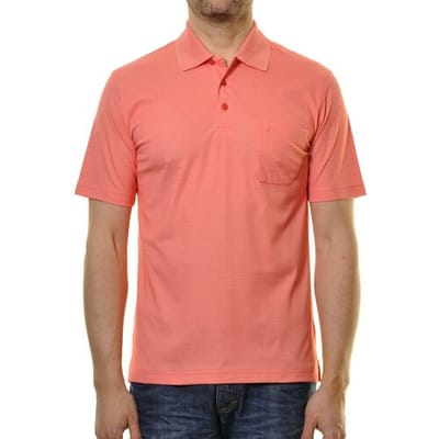 Ragman Polo Softknit Fine Stripe Easy Care Light Strawberry / male
