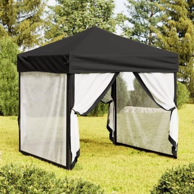 Partytent Opvouwbaar - Paviljoen Tent - Feest Buiten - Met Zijwanden - 2x2 Meter - Zwart