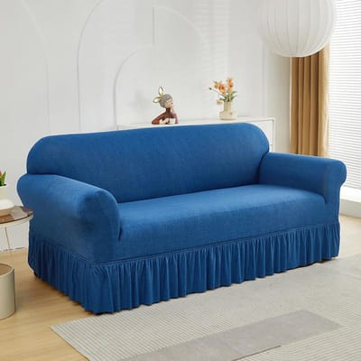Geprinte Bankhoezen met Ruches voor Woonkamer Stretch Bankhoes Sofa Slipcover Meubelbeschermer Gemakkelijk Aangebracht Wasbaar Small