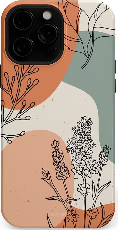 Casetastic hoesje geschikt voor Apple iPhone 13 Pro - MagSafe - Dubbellaagse bescherming - Lijnenspel Natuur - Fashion Case - Zand Saliegroen Terracotta
