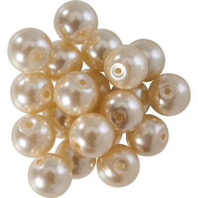 Glazen waskralen, Ø 10 mm, 20 stuks - Parelwit
