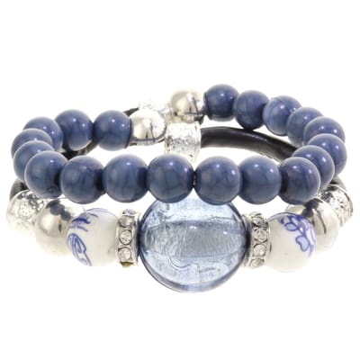 Behave – Wikkelarmband – Blauw & Delftsblauw – Zilverkleurig - 16 cm