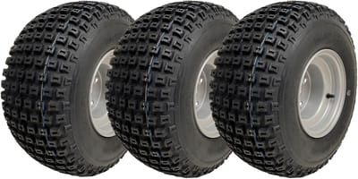 18x9,50-8 ATV-noppenbanden gemonteerd op een velg met 4 bouten en een PCD van 4 inch: Wanda P322 (set van 3)