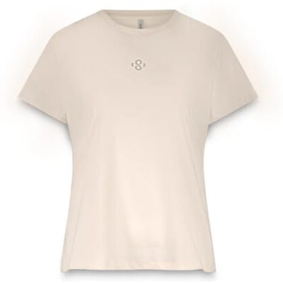Summum Woman Rhine Stone Logo Tee Ivory Maat: L | Tops Outlet | Dames | Wit