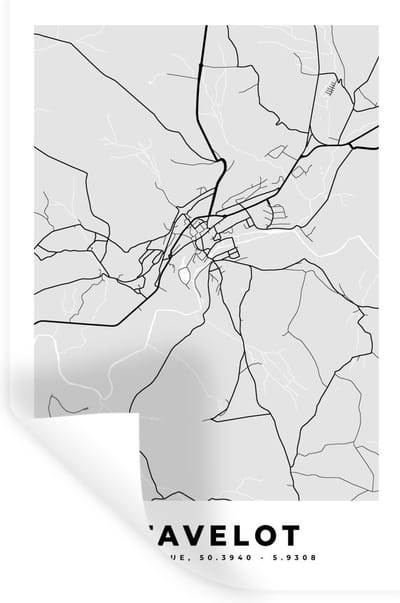 Muurstickers - Sticker Folie - Zwart Wit – België – Plattegrond – Stadskaart – Kaart – Stavelot - 20x30 cm - Plakfolie - Muurstickers Kinderkamer - Zelfklevend Behang - Zelfklevend behangpapier - Stickerfolie