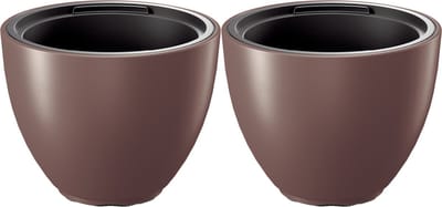 Prosperplast Plantenpot/bloempot Sevilla - 2x - buiten/binnen - kunststof - mahonie bruin - D30 x H23 cm - met binnenpot