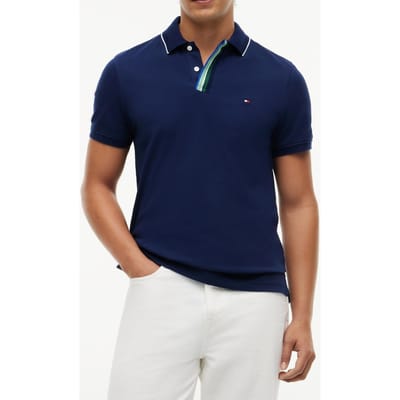 Tommy Hilfiger Pique Placket T-shirt Carbon Navy Größe: S | Poloshirts Outlet | Herren | Blau